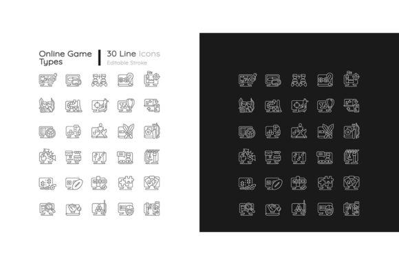 Elevating Game UI Design with Versatile Linear Icon Sets for Dark and Light Modes