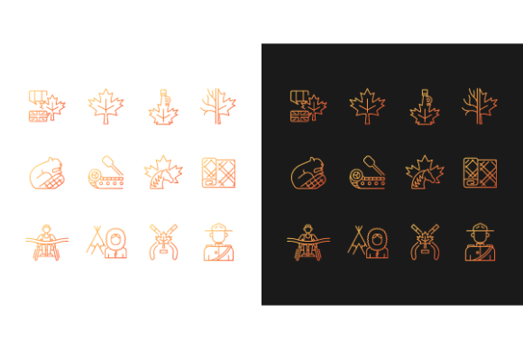 Elevating National Identity in Digital Design with the Canadian Symbols Gradient Icons Bundle