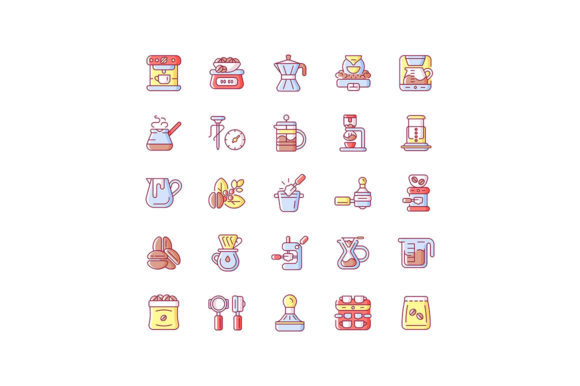Enhancing Digital Design with Coffee and Barista Accessories RGB Icons