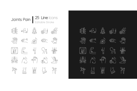 Joints Pain Linear Icons Bundle for Modern Design