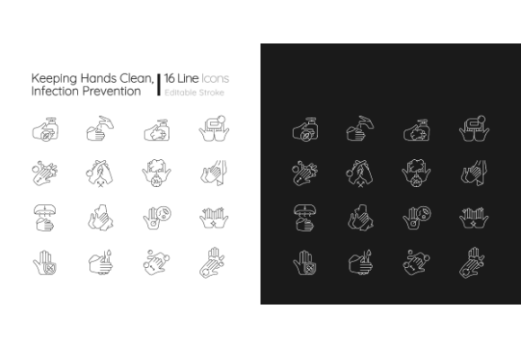Keeping Hands Clean Linear Icons Bundle: Essential Visual Assets for Modern Hygiene Communication