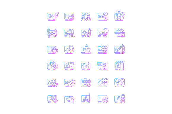 Online Game Types Gradient Linear Icons: Elevating Digital Design with Modern Vector Assets