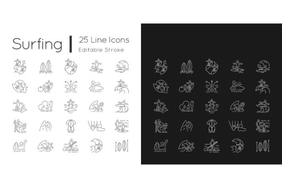 Surfing Linear Icons Bundle: Elevating Coastal Design Projects