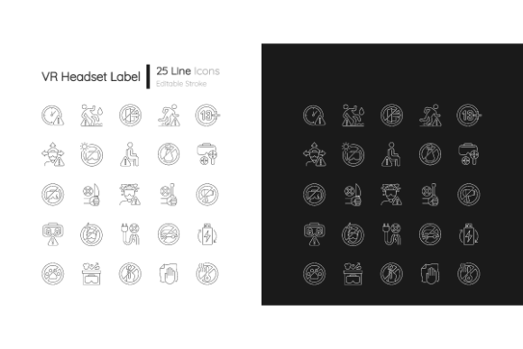 VR Headset Linear Icons Bundle: Streamlining Visual Communication for Modern Tech